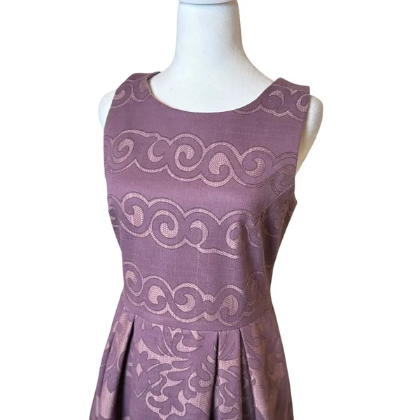 Altar'd State Purple Fit and Flare Dress Medium Lace Print Party Cocktail Easter - Image 2