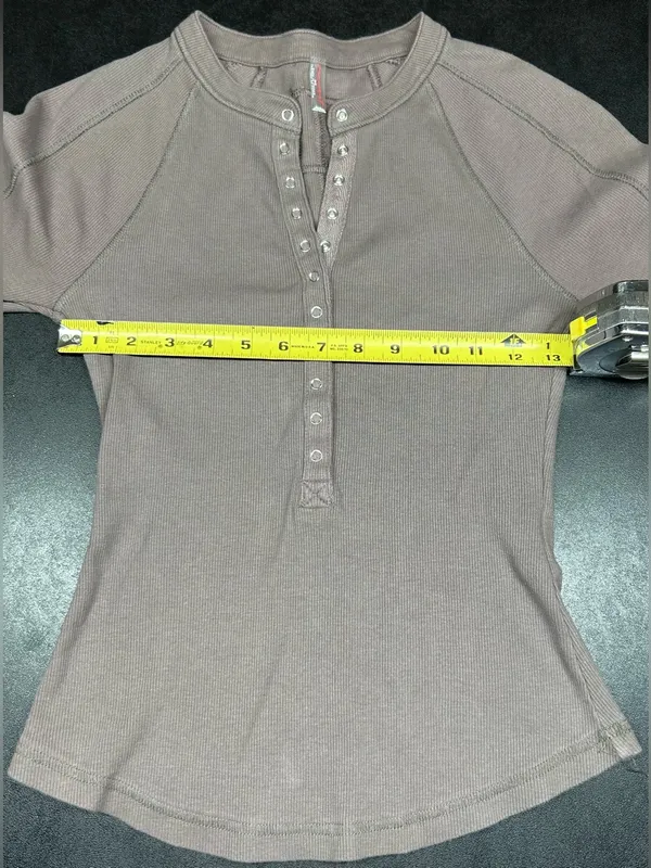 FP Movement by Free People Taupe Snap Henley Long Sleeve Top - Image 5