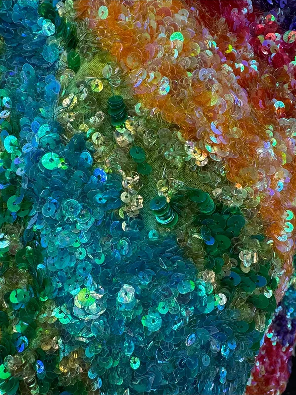 Gigi Multicolor rainbow full Sequin Mini Dress strapless 0 colorful pride event - Image 5