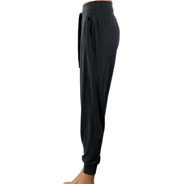 Victoria's Secret Womens Black Ribbed Knit Drawstring Trouser Jogger Pants Sz XS - Image 2