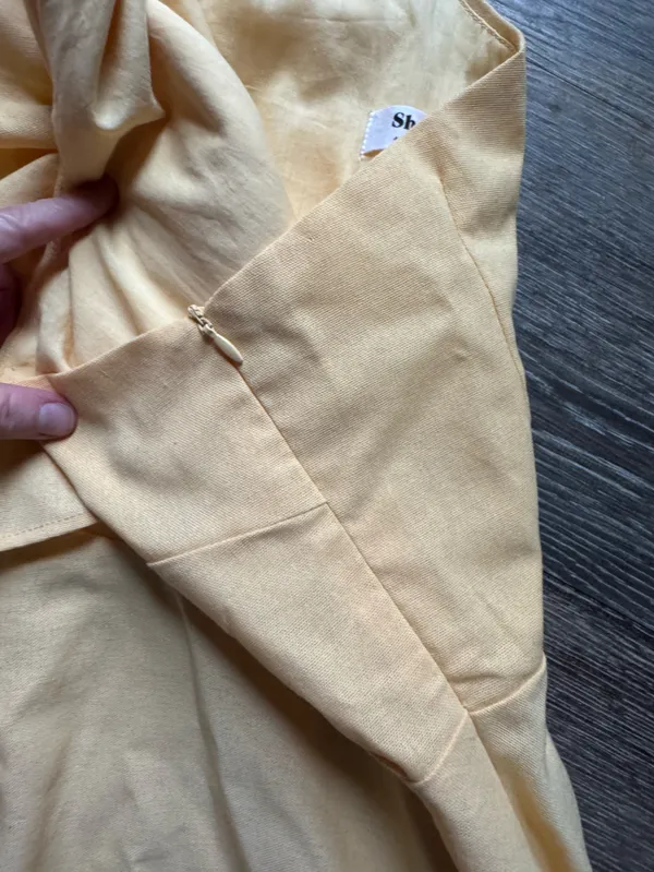 Showpo. DIXIE MIDI DRESS Linen Look One Shoulder Ruffle Dress In Lemon 4 - Image 8