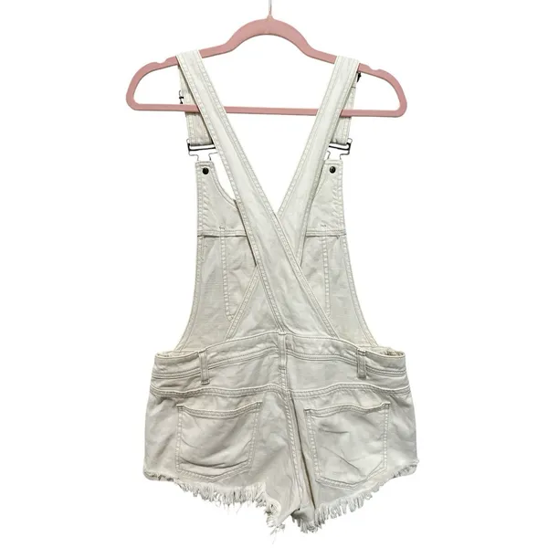 Free People "We The Free" denim shortalls cream color overalls Size 27 - Image 2