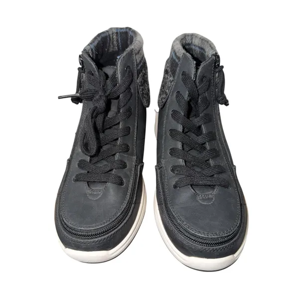 Billy Comfort Cuff Black Faux Shearling Plaid Adaptive High Top Sneakers 8W - Image 3