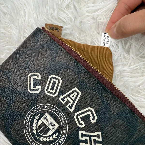 COACH Brown Coated Canvas Wristlet - Image 6
