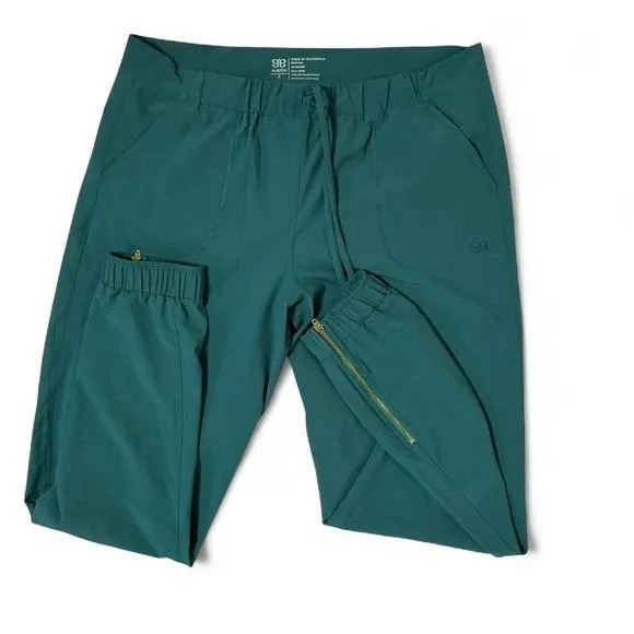 Albion Fit Jetsetter Joggers Womens Small Gold Ankle Zip Pants Green‎ # 124780 - Image 2