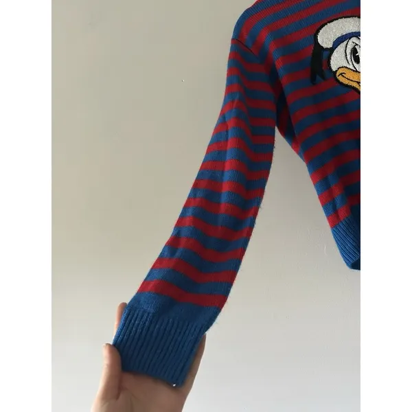 Disney X Forever 21 Retro Style Striped Donald Duck Sweater Size Medium - Image 10