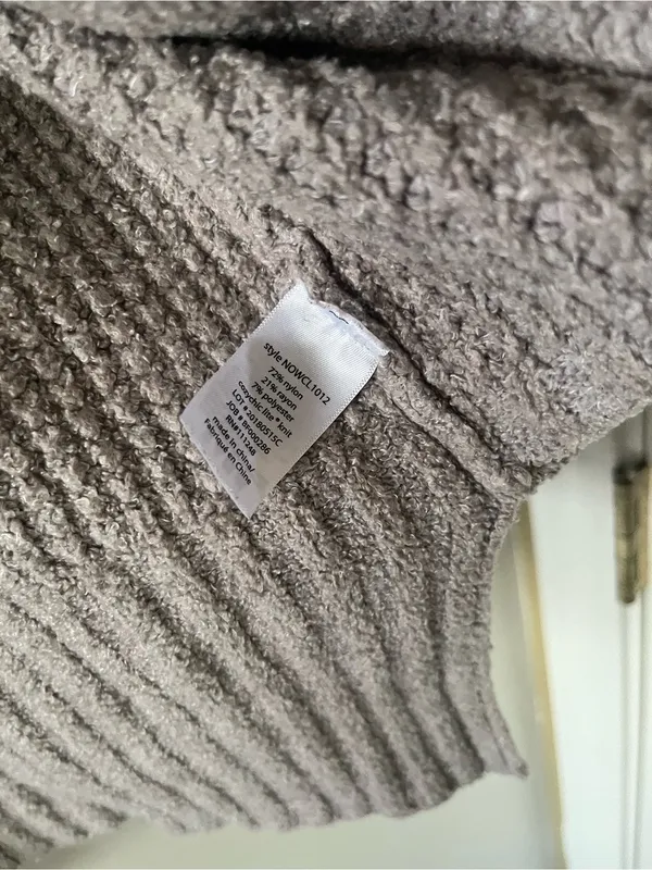 Barefoot Dreams Cozy Chic Oatmeal Taupe Waffle Knit Long Cardigan Small Cabin - Image 6