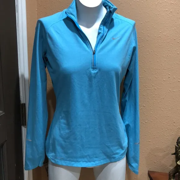 Nike drifit blue quarter zip long sleeve top - Image 3