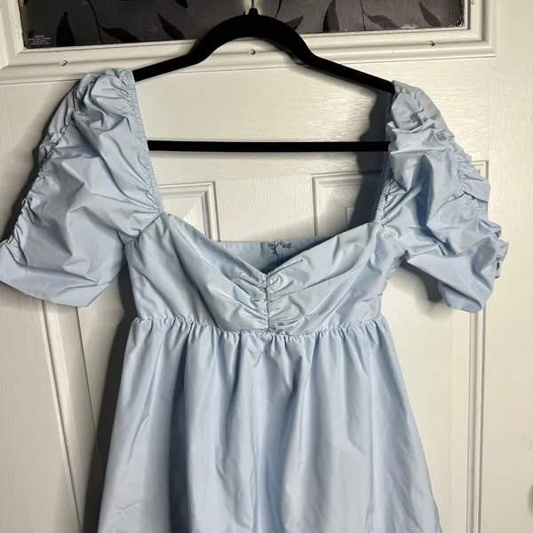 Amanda Uprichard Ariana dress blue babydoll coquette puff‎ sleeves small cottage - Image 3