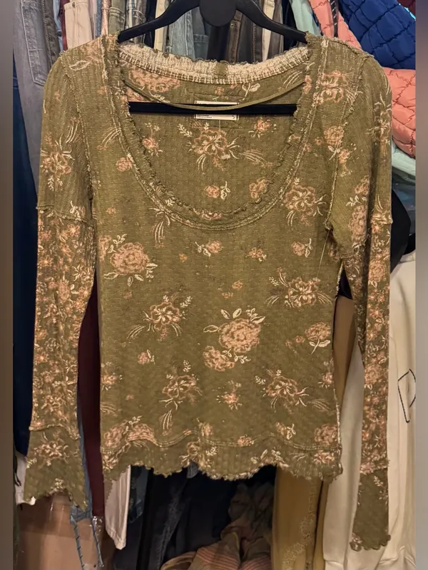 NWOT Free People We The Free Clover Printed Thermal - Army combo - Small - Image 8