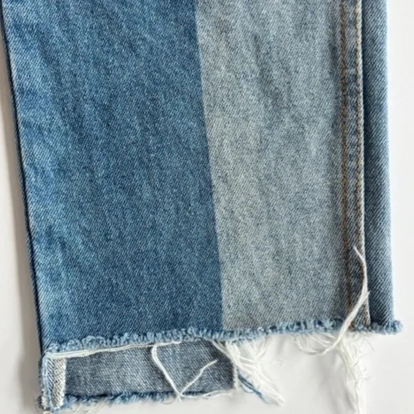 Dance & Marvel Jeans Women's M Blue Distressed Raw Hem Wide Leg High Rise Ankle - Image 5