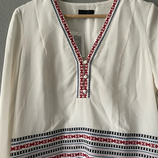 INTERMIX‎ Embroidered Silk Tunic Dress - Image 5