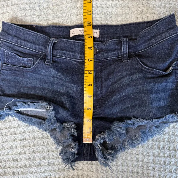 Abercrombie & Fitch Denim Cutoff Micro Booty Shorts 4 27 Y2K 2010 Low Rise Jean - Image 7