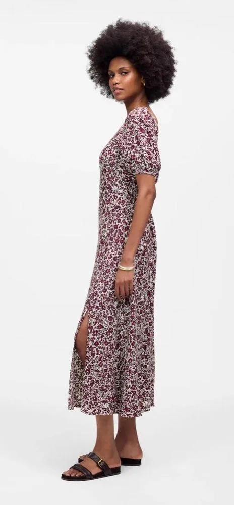 NWT Madewell Puff Sleeve Sweetheart Midi Dress in Floral 4 need left arm elastic - Image 3