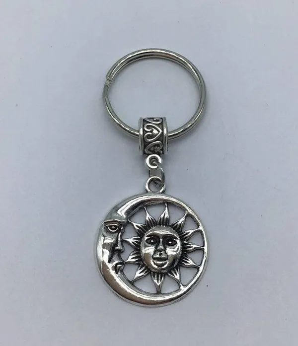 New sun and moon silver or gray dangle keychain - Image 7