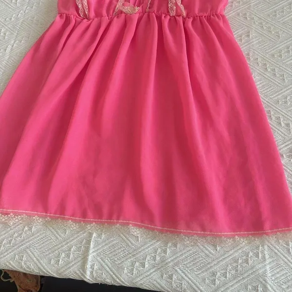 Victoria’s Secret Neon Pink Cream Lace Babydoll Lingerie Top Sz M Medium - Image 7