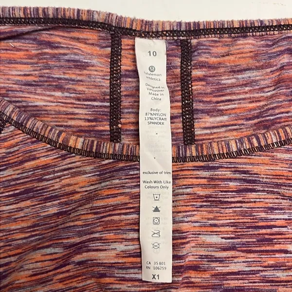 Lululemon Athletica Heather Purple Scoop Neck Long Sleeve Thumb Hole Top- Sz 10 - Image 11