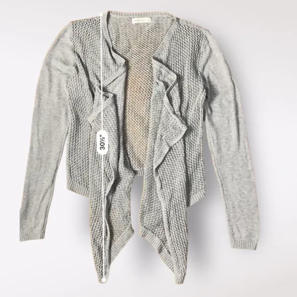 Abercrombie & Fitch Cable Knit Beachy Cover Up Sweater Womens‎ Size M/L Gray - Image 3