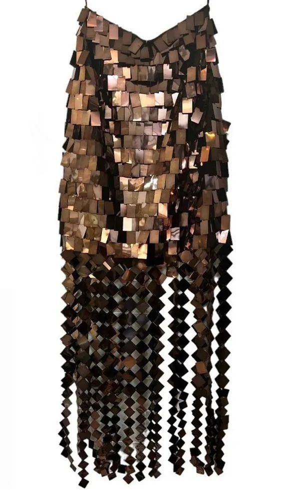 New JONATHAN SIMKHAI Lucee Paillette-Embellished High-Waisted Skirt in Chocolate - Image 12
