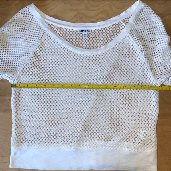 Express White Mesh Knit Top - Image 3