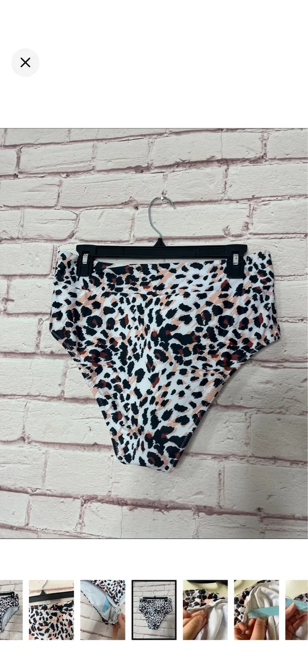 Boutique Leopard Print High Rise Bikini NWT Large. Fuller coverage. Removable padding. No underwire. Adjustable straps. 15-16” waist 13” rise 14-15” bust - Image 7