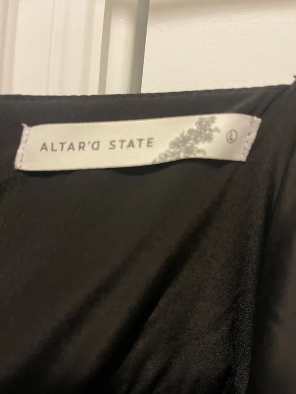 Altar'd State Stassia Black & White Satin Bow Dress - Image 5