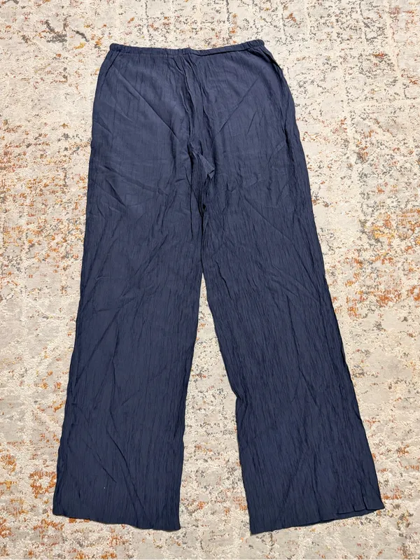ZARA Wrinkle wide leg pants size Medium Navy - Image 10