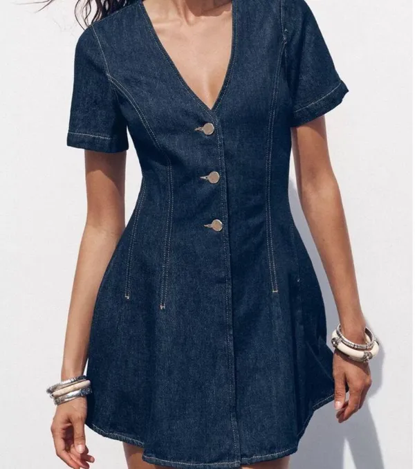 Zara dark blue mini dress - Image 2