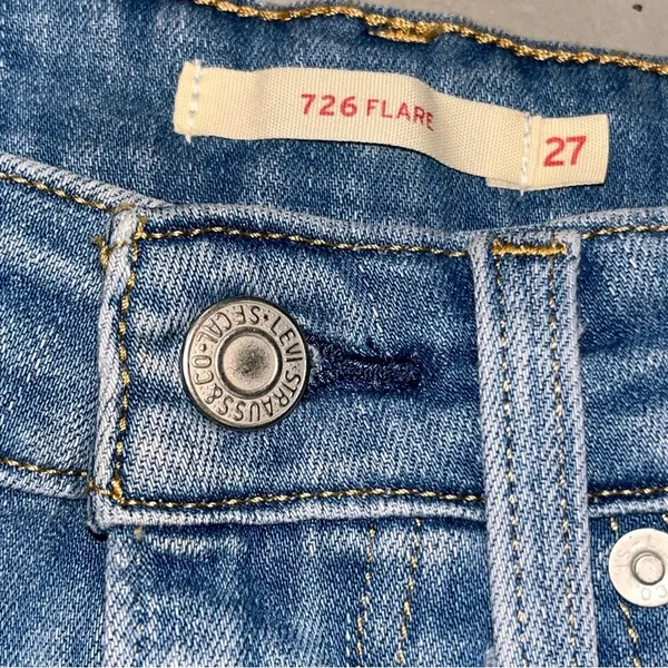 Levi’s 726 Distressed Flare Leg Denim Blue Jeans Pants size 27 - Image 7