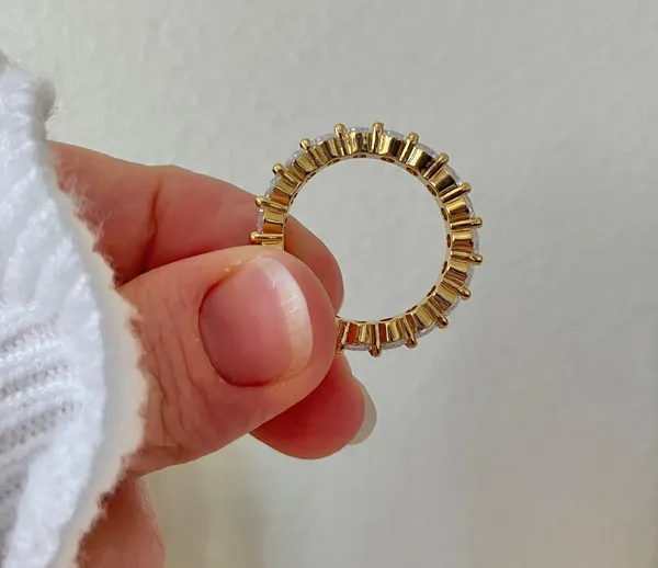Oval Cut Eternity Band Gold Clear “Lacey” Wedding Engagement Promise Classic Jewelry - Image 10