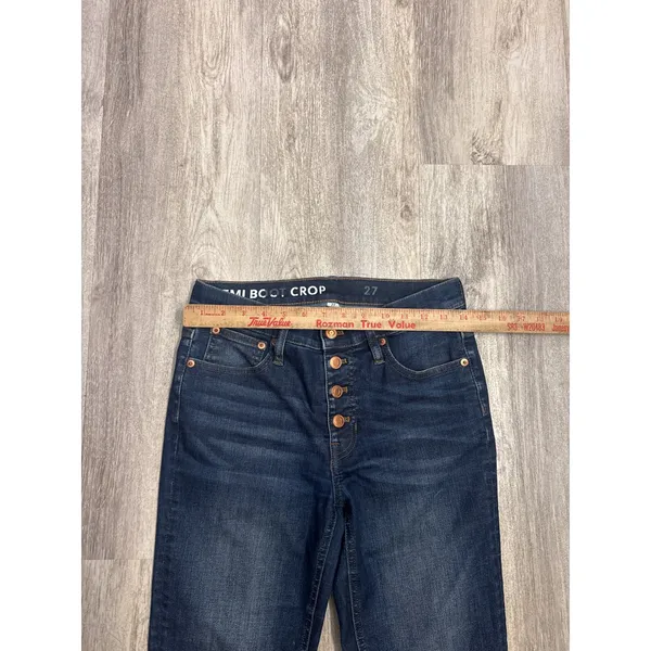 J.Crew Demi Boot Crop Dark Wash High Rise Button Fly Raw Hem Jeans 27 - Image 5
