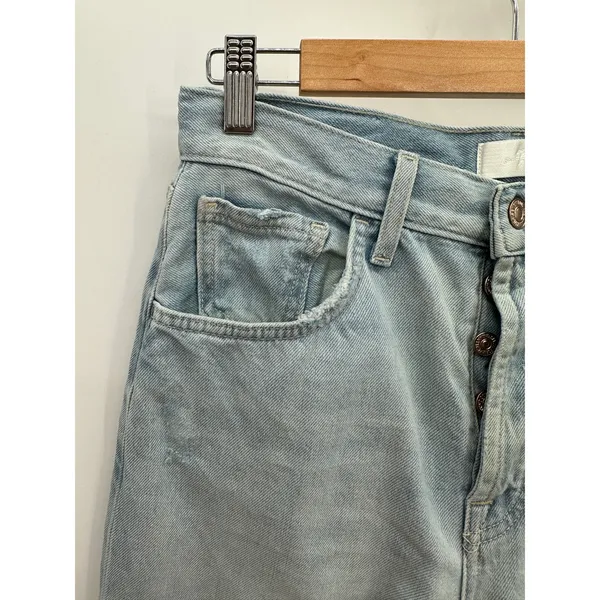7 For All‎ Mankind Easy Straight Button Fly Light Wash Blue Jeans Womens Size 25 - Image 7