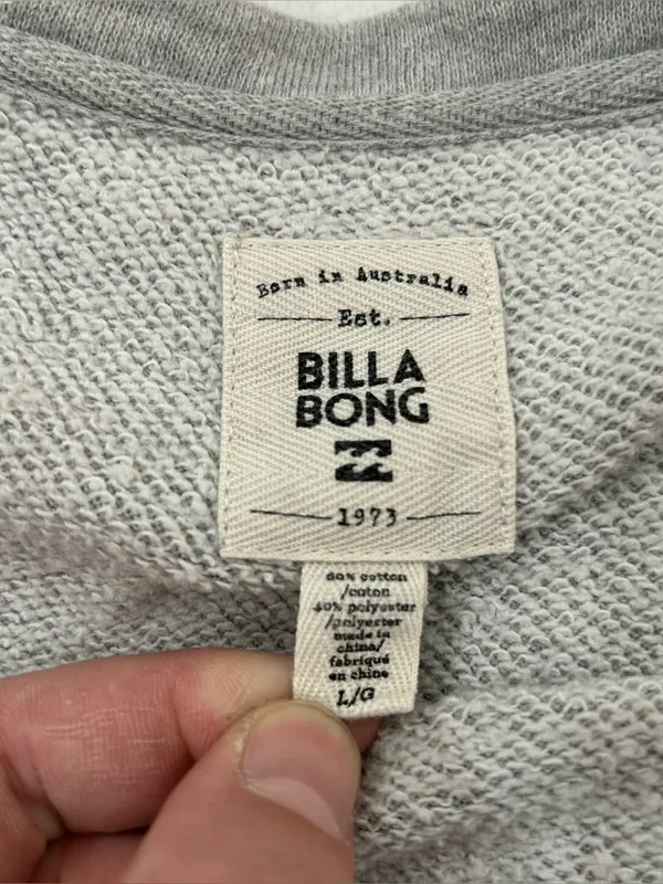 Billabong Surfer Skater Light Gray Round Neck Pullover Sweatshirt Women’s L - Image 6