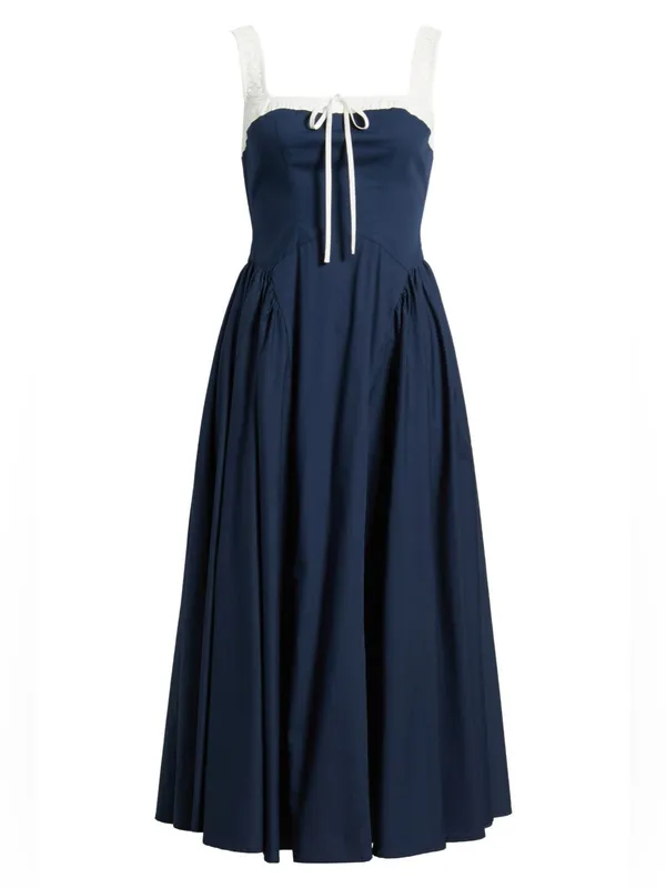 Moon River Colorblock Cotton Midi Dress, M - Image 7