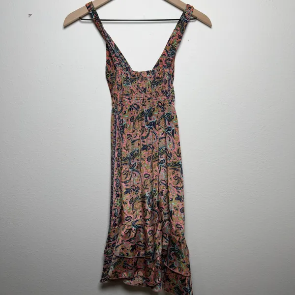 Mamey Women‎ Fairy Babydoll Mini Satin Dress Small Pink Paisley Indie Boho - Image 7