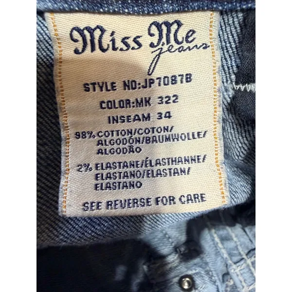 Miss Me Jeans Signature Bootcut Embellished Women's 28 Blue JP7087B Western Boho - Image 5
