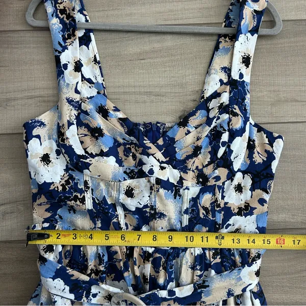 Lulu’s Sunny Attraction Navy Floral Linen Bustier Belted Mini Dress NWOT Large - Image 11