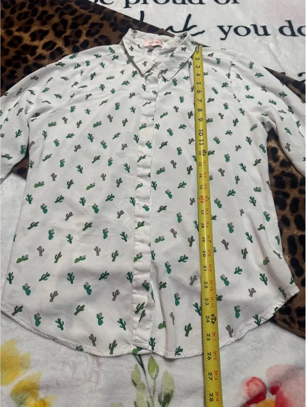 Per Se white button-down Western shirt with cactus print  Size XL - Image 5
