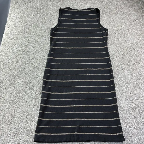 Lauren Ralph Lauren‎ Womens Black Beige Striped Linen Blend V-Neck Shift Dress M - Image 10