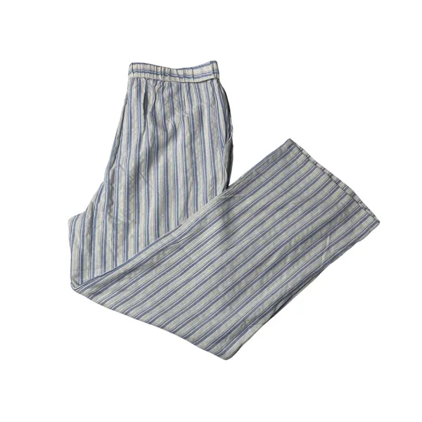 Coco Carmen Blue White Striped Wide Leg Pants L XL Coastal Linen Blend NWT - Image 7