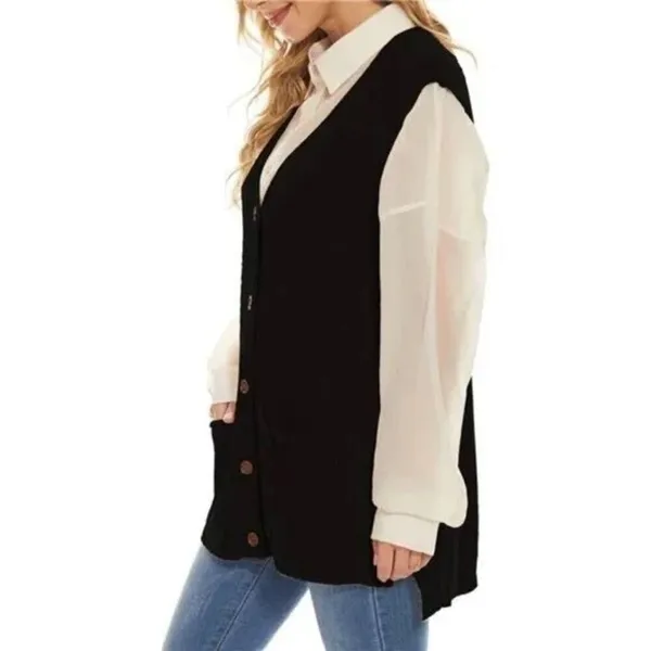 ✨Hyipels Women's Sweater Vest Sleeveless Black Sz Large Cardigan✨ - Image 4