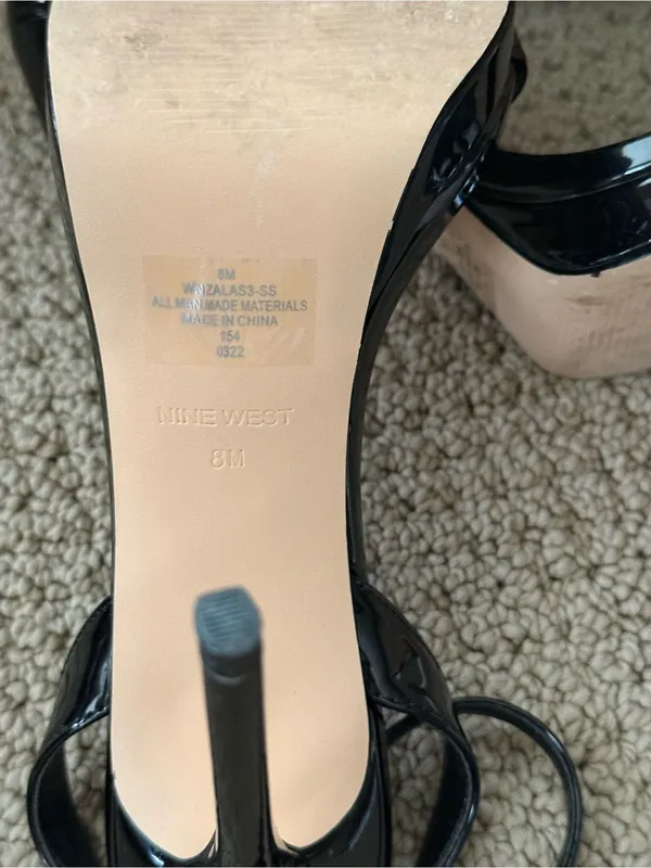 Nine West Zadie Black Patent Strappy Stiletto Sandals Size 8M - Image 8