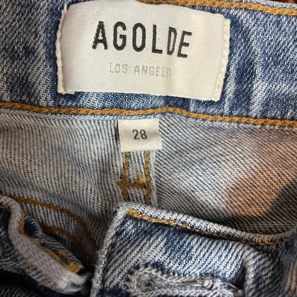 Agolde Nico Slim High Rise Ankle Distressed Button Fly Stretch Jeans Womens 28 - Image 12