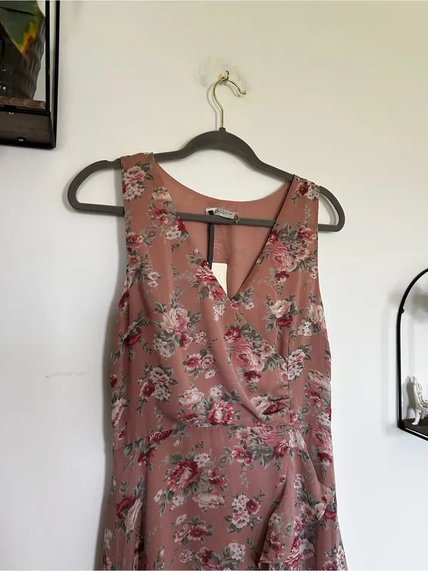 NWT Dress Forum Floral Print Sleeveless V Neck High‎ Low Long Dress Size Large - Image 3