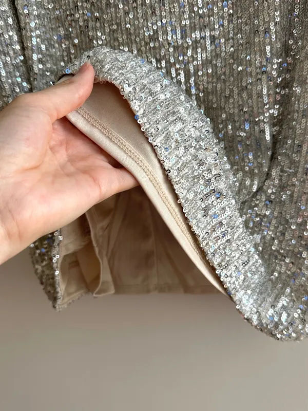 Eliza J Silver Long Sleeve Sequin Mini Dress, Party Cocktail Holiday, Size 4 - Image 9