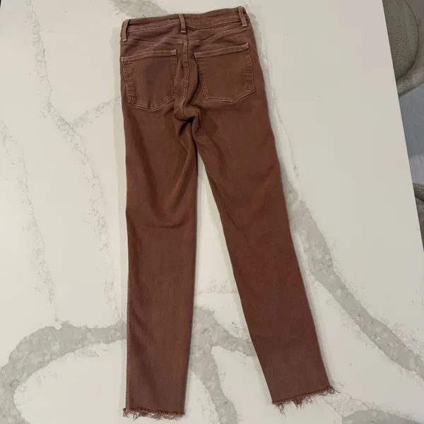 Free People We The Free High Rise Skinny Denim Jeans Womens 25 Rust Brown RawHem - Image 5