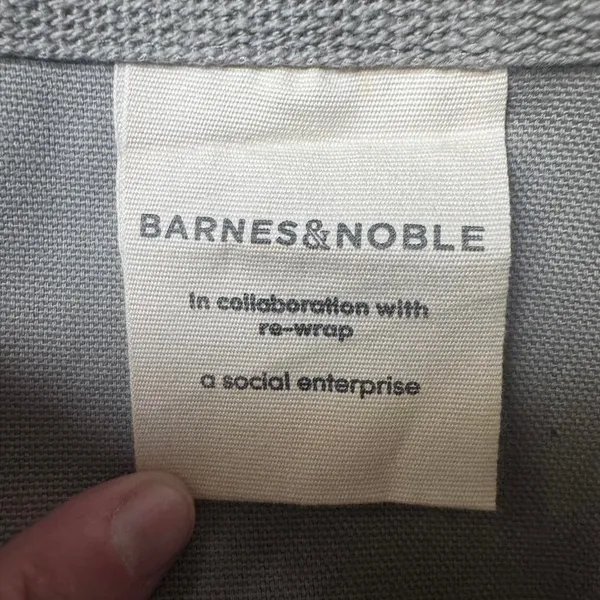 Source Unknown Barnes & Noble Organic Cotton Tote Bag NWT Book Tote Re-Use Fair Trade Gray - Image 3