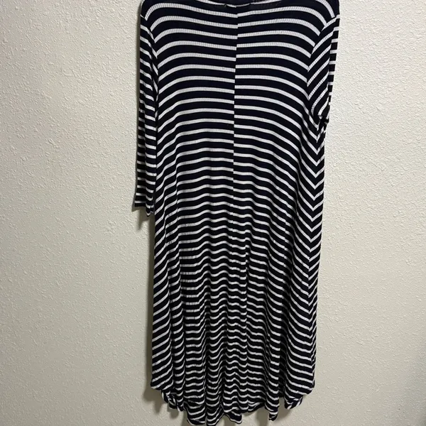 Roolee black White Striped Ribbed Knit Maxi Dress 3/4‎ Sleeve Small - Image 8