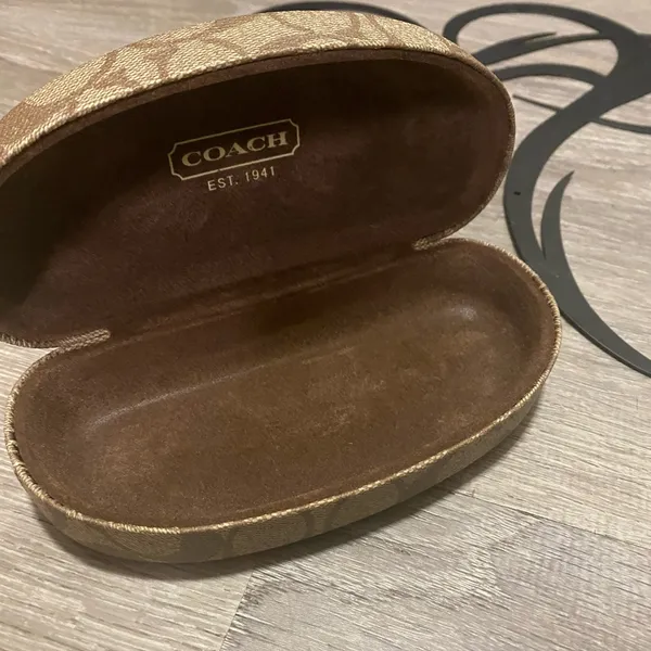 Coach Signature Hard Eyeglass Case Brown Tan Sunglasses Protective Hinged Case - Image 3