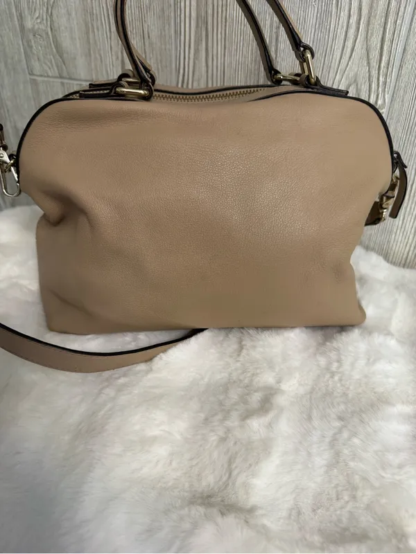 kate spade taupe leather satchel with buckled flap- Allen Street Raquelle - Image 4